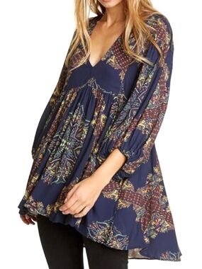EUC Free People Girl Talk balloon Sleeve Tunic Top Generous XS